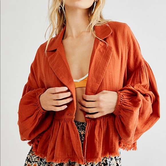 Free People Lyra Tiered Bed Jacket Burnt Orange Size Medium - Picture 4 of 12